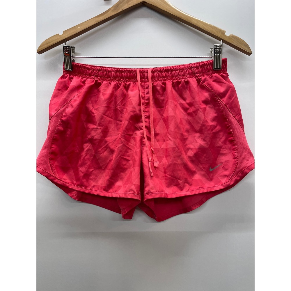 Nike Womens Pink Geometric Triangle Print Running Shorts Medium Mesh Trim Active